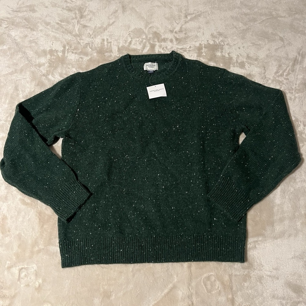 NWT American Eagle Sweater Mens Medium Green Knit Crew Neck Preppy